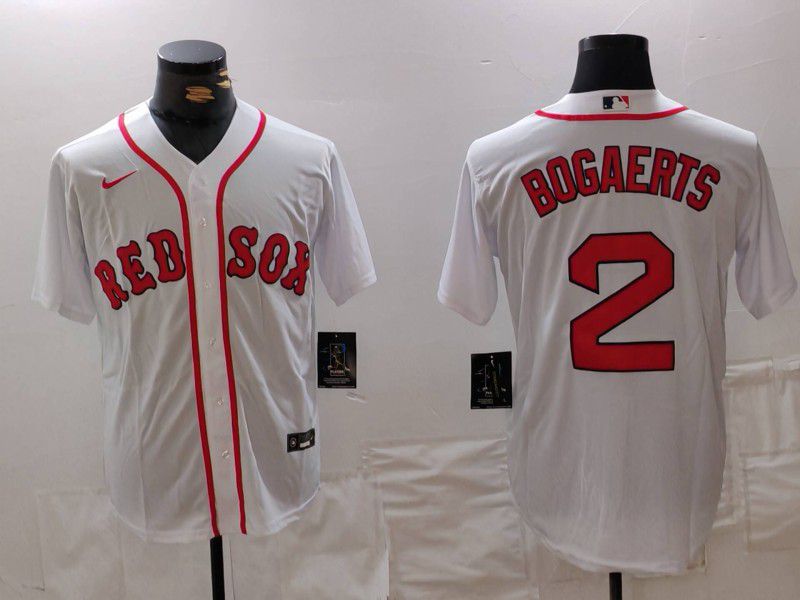 Men Boston Red Sox #2 Bogaerts White Game 2024 Nike MLB Jersey style 1